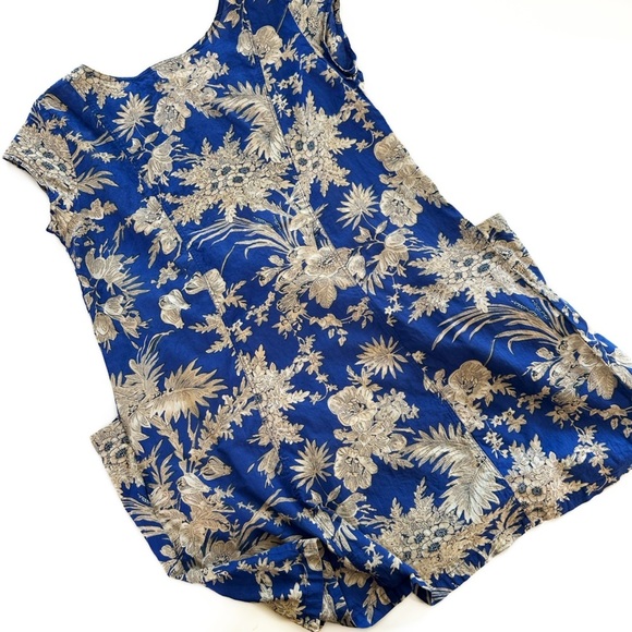 Mango Manor Indian Cotton Boho Hand Block Printed Trapeze Dress Womens Large - Picture 5 of 5